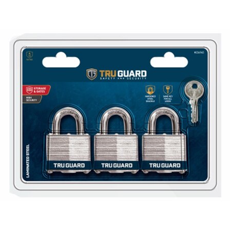 Master Lock 1.5 in. Tru Guard Laminated Padlock with 0.87 in. Long Hardened Steel Shackle 234960